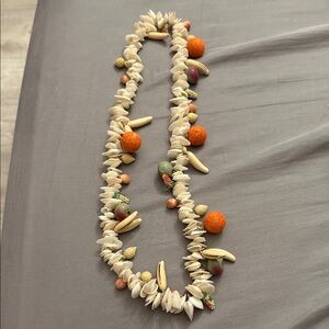 Elegant Shell Necklace with Fruit Accents-28 inch
